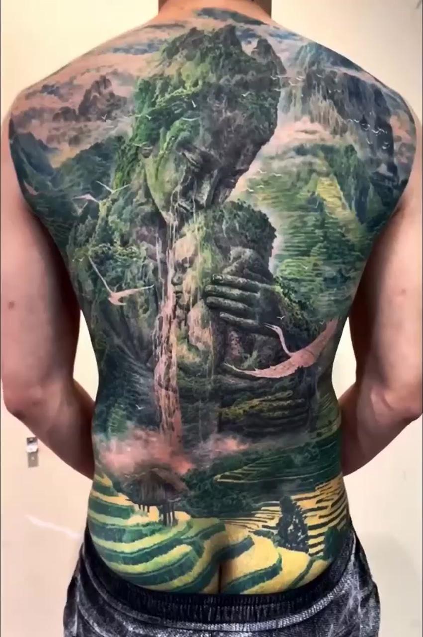 Nature tattoo, back tattoo; tattoo hd