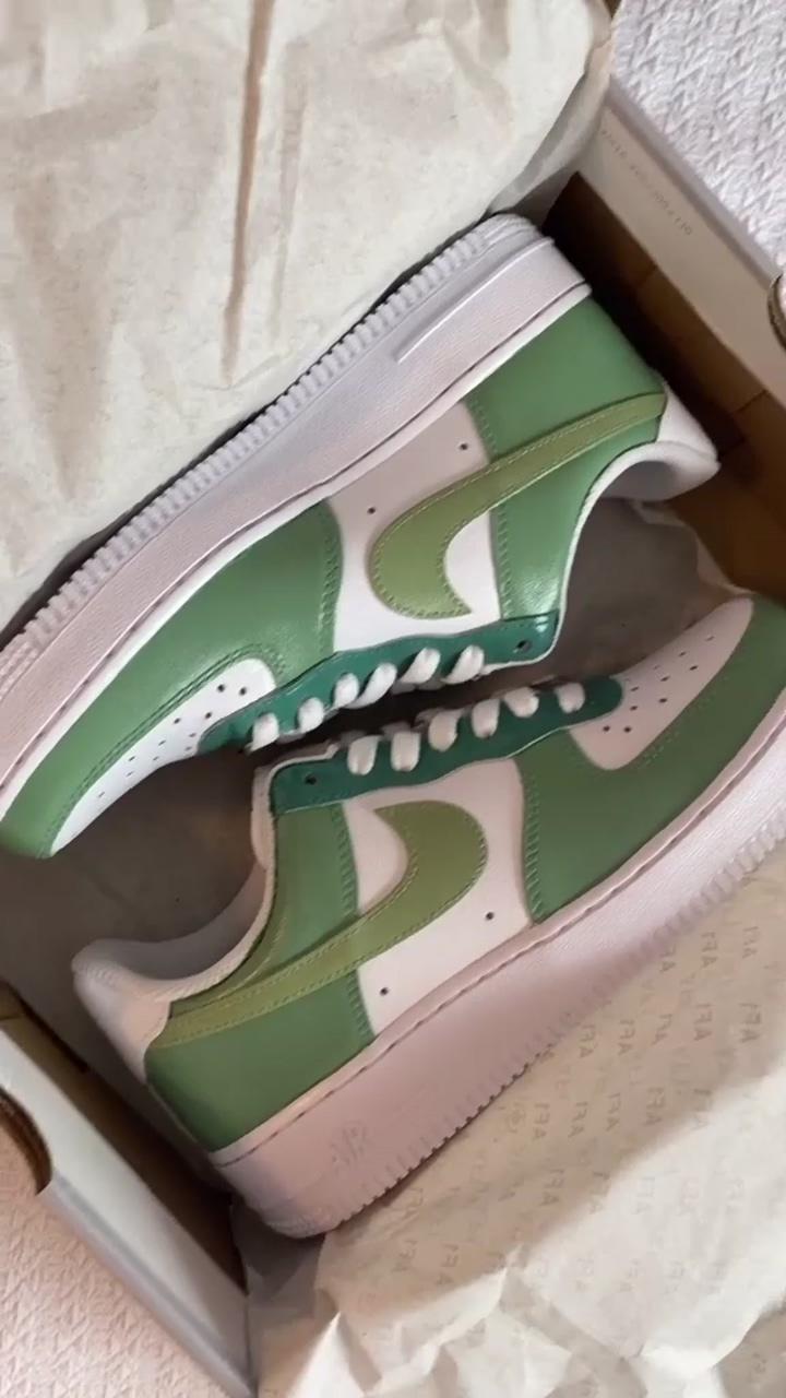 Nike air force 1 shoes - sage green swoosh sneakers #nikebyyou #af1 | bubble nails