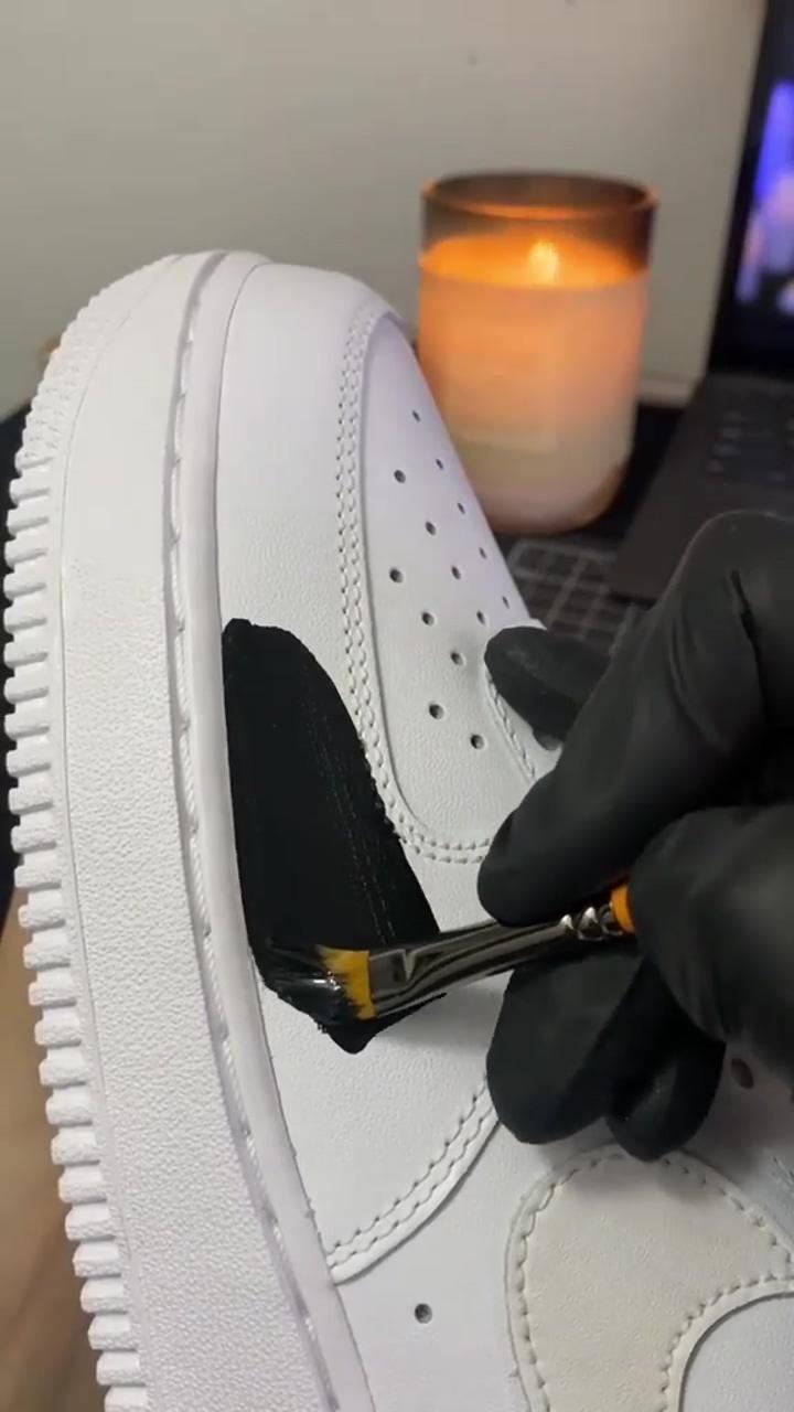 Nike air force 1 sneakers in black + white - custom retouch | shoe tattoos