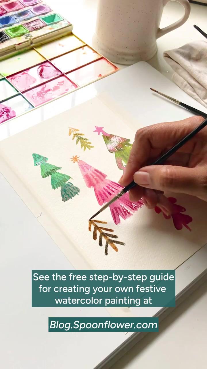 Painting festive watercolors with spoonflower artist subhashini narayanan; watercolor quick painting