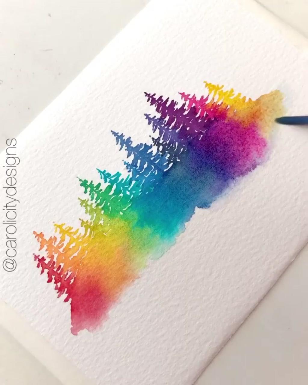 Painting ideas for beginners tree | tree watercolor painting
