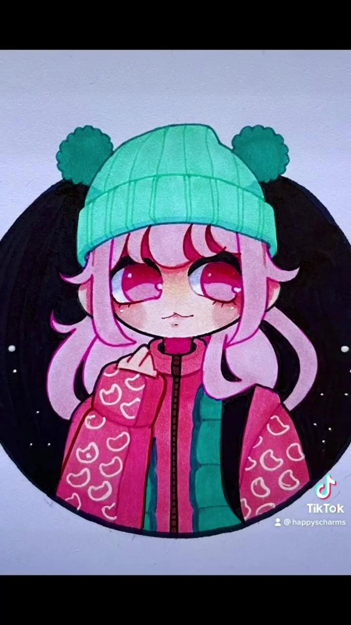 Pink hair winter girl drawing | drawing with ohuhu markers