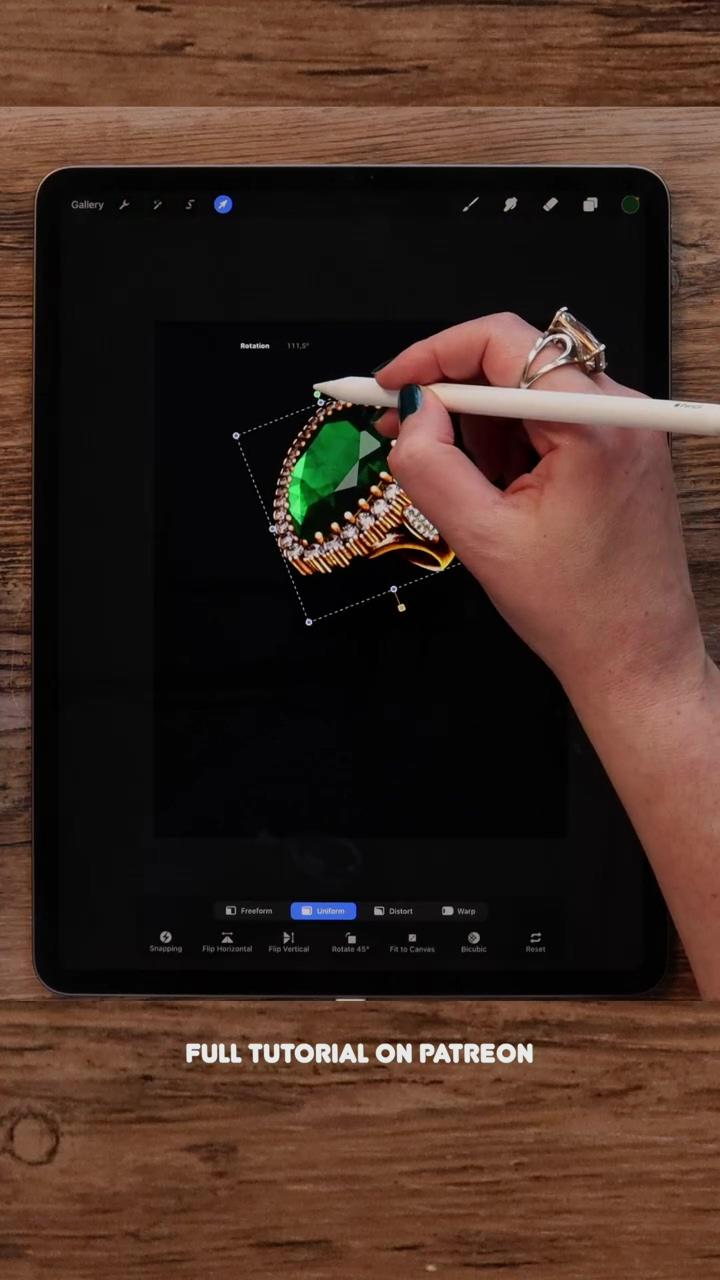 Realistic emerald ring drawing in procreate hurrem's ring; digital art