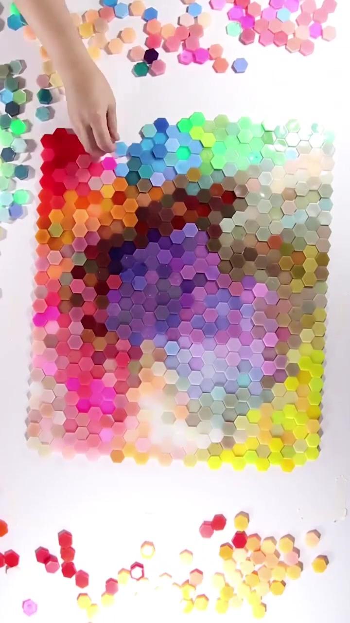 Resin mosaic | wonky watercolor rainbow lines