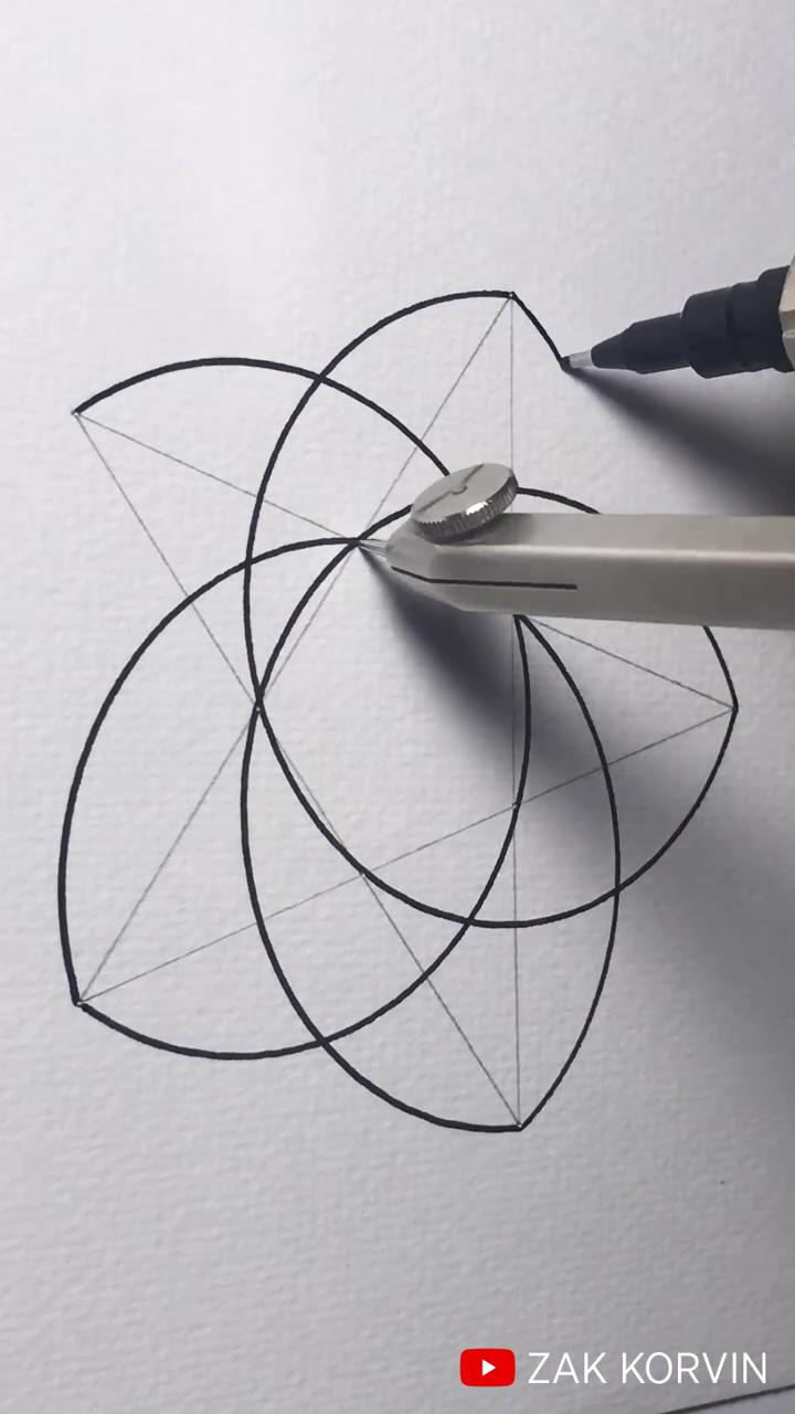 Sacred geometry study 008; how to draw a simple geometric pattern, the lauburu