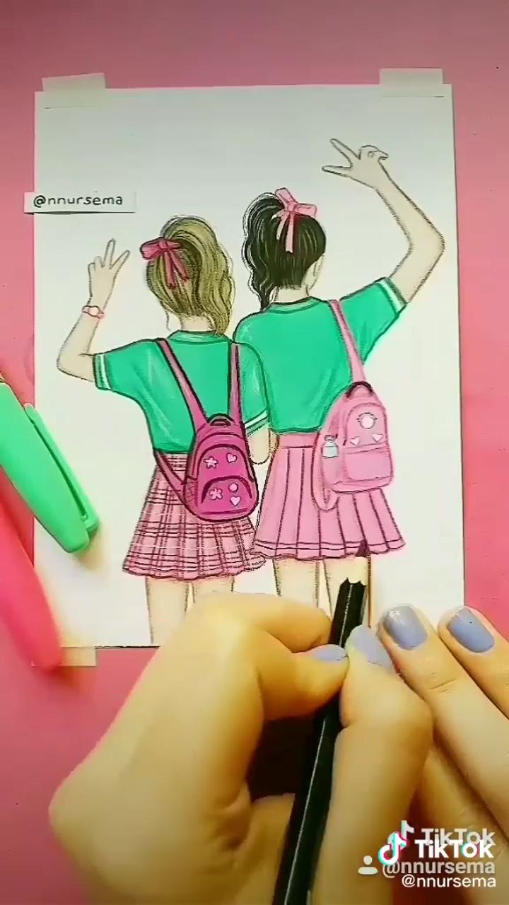 School friends drawing; paper craft