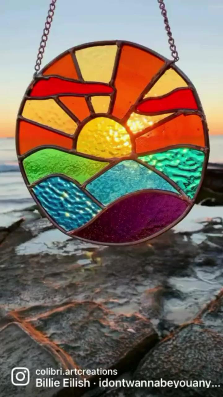 Stained glass suncatcher. ig: rusticrainbow. art; satisfying