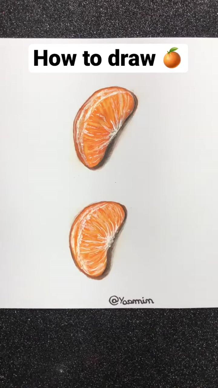 Tangerine slice tutorial #drawingideas #art #howtodraw; art sketches