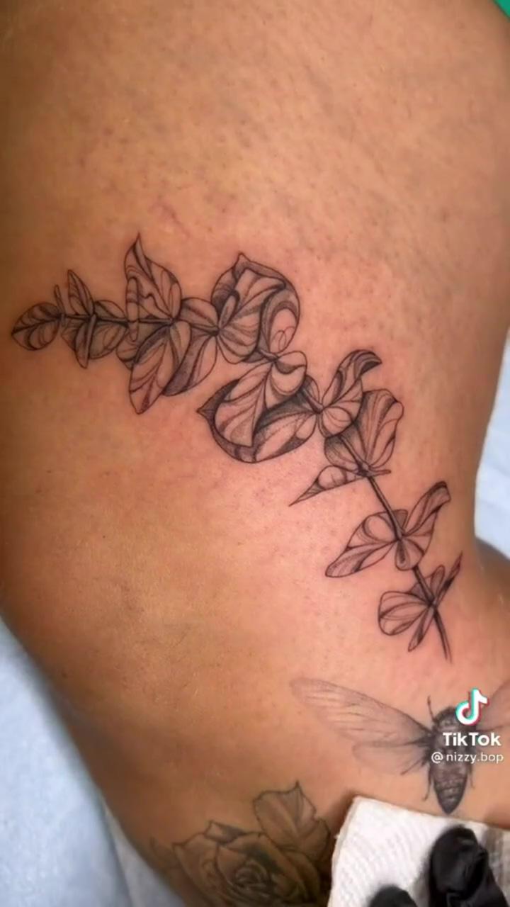 Tattoo, tattoo tiktok, plants, greenery, eucalyptus tattoo; tattoo inspiration