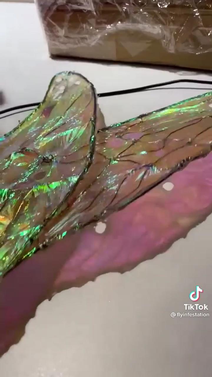 Tiktok fairy wings | seafish acrylic painting on resin layers making process