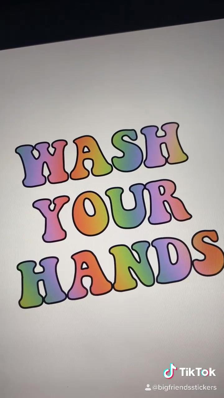 Wash your hands; multicolored ribbon brush