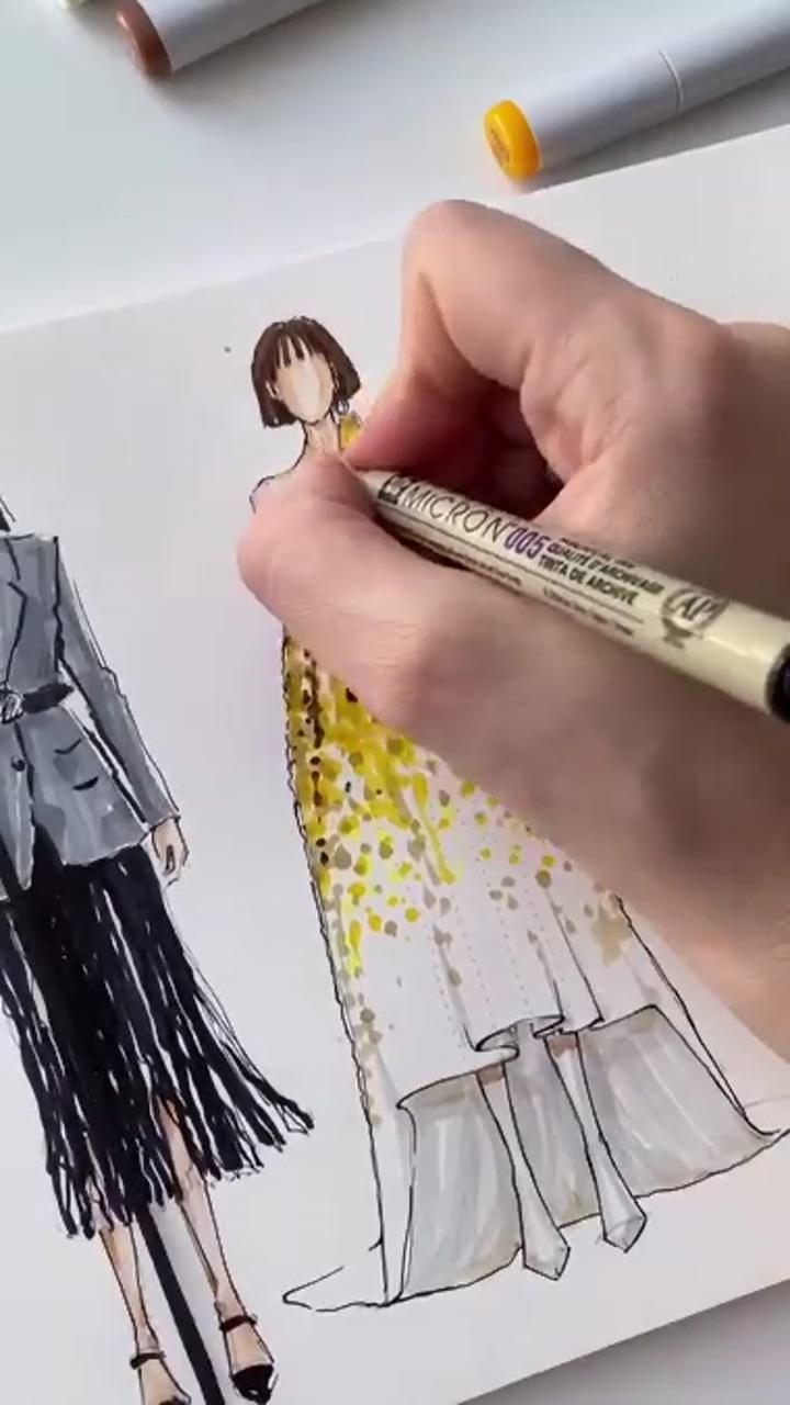 Watercolor drawing woman portrait drawing; fashion illustration tutorial
