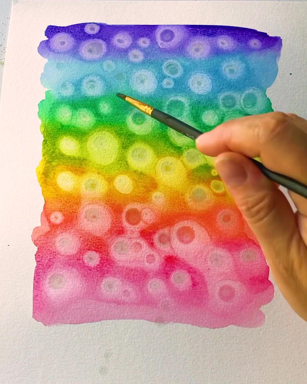 Watercolor rainbow with alcohol drops | learn to earn