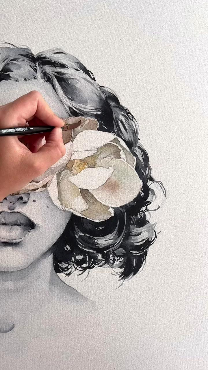 White magnolia blindfolded by polina bright; draw super awesome designs