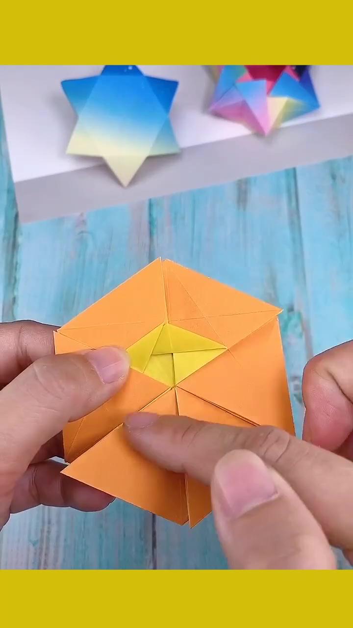 Diy: cute hex star storage box; instrues origami