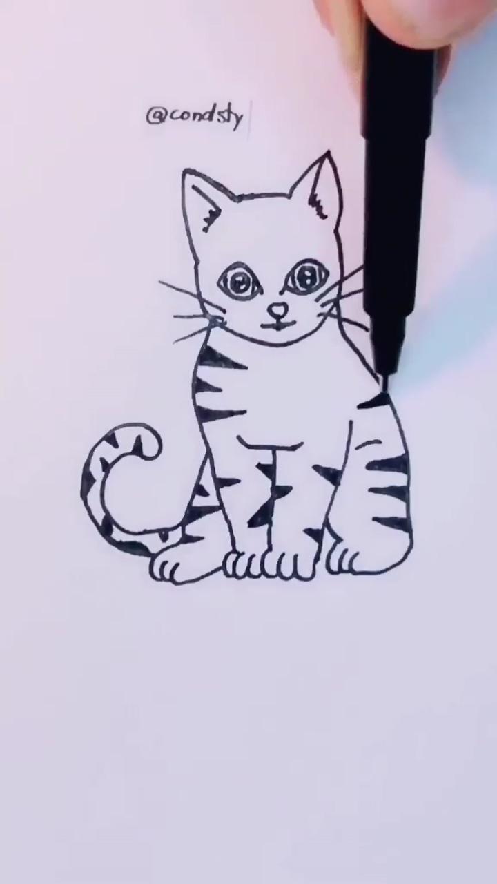 Cat drawing; easy doodles drawings