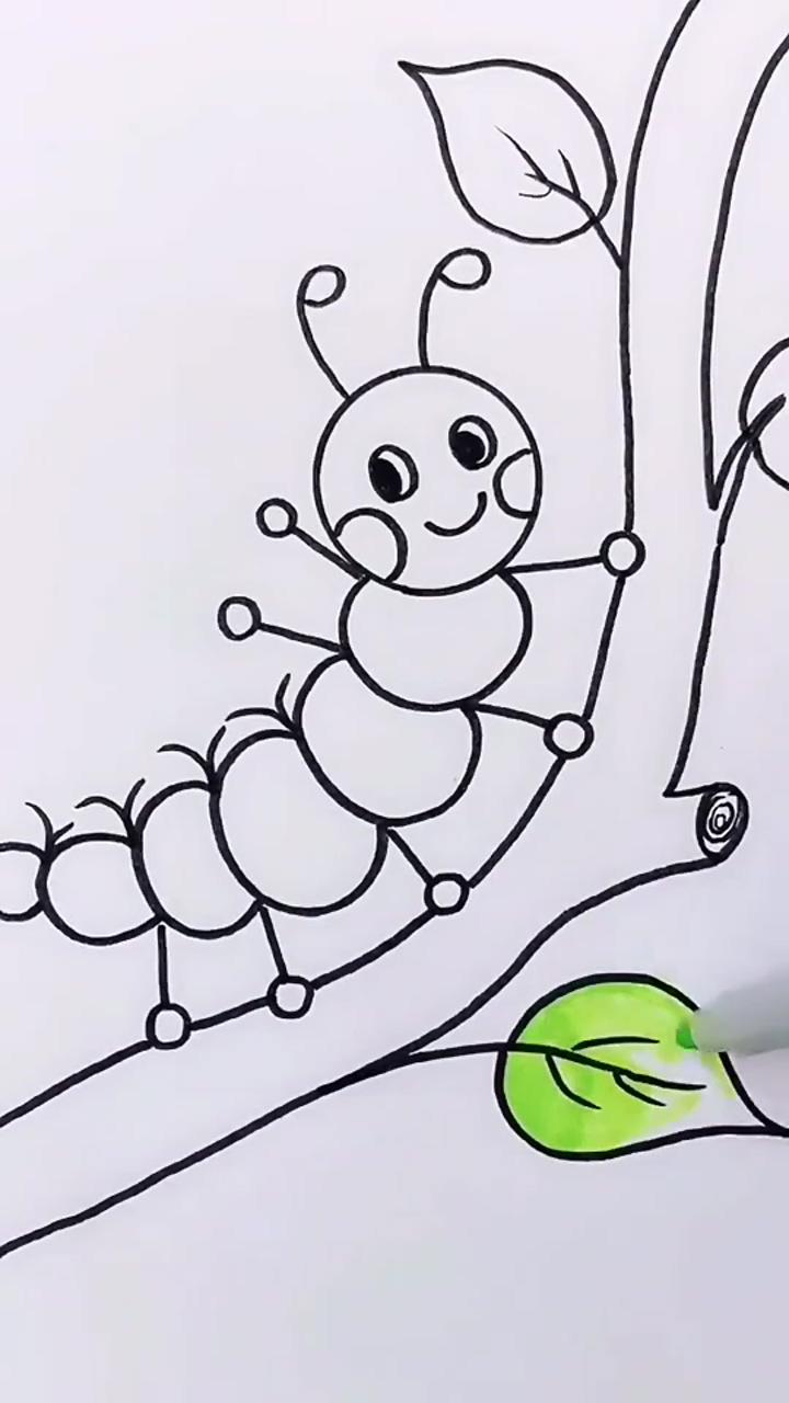 Caterpillar drawing, sketching, animal drawing tutorial; doodles