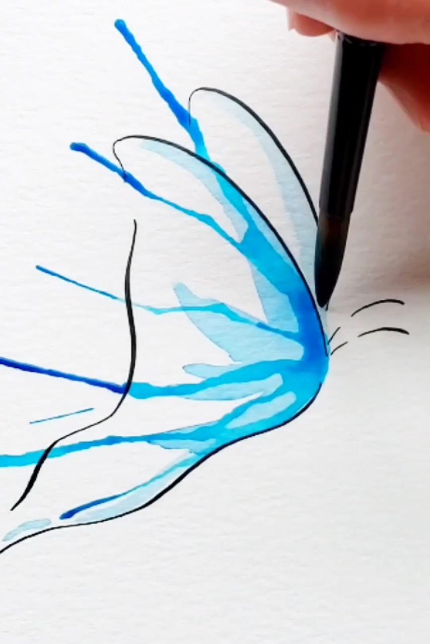Diy blue butterfly drawing; painting drawing