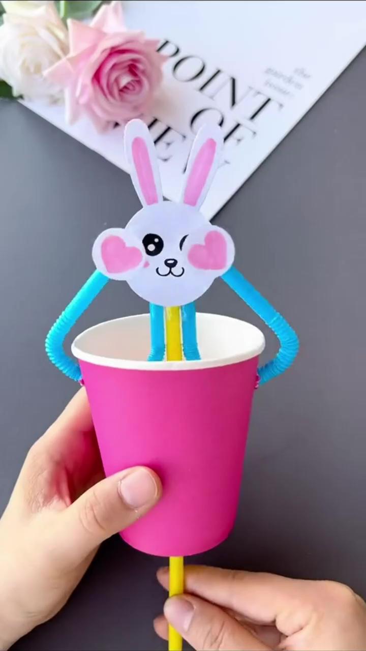 Diy bunny cup pop ups; preschool arts and crafts