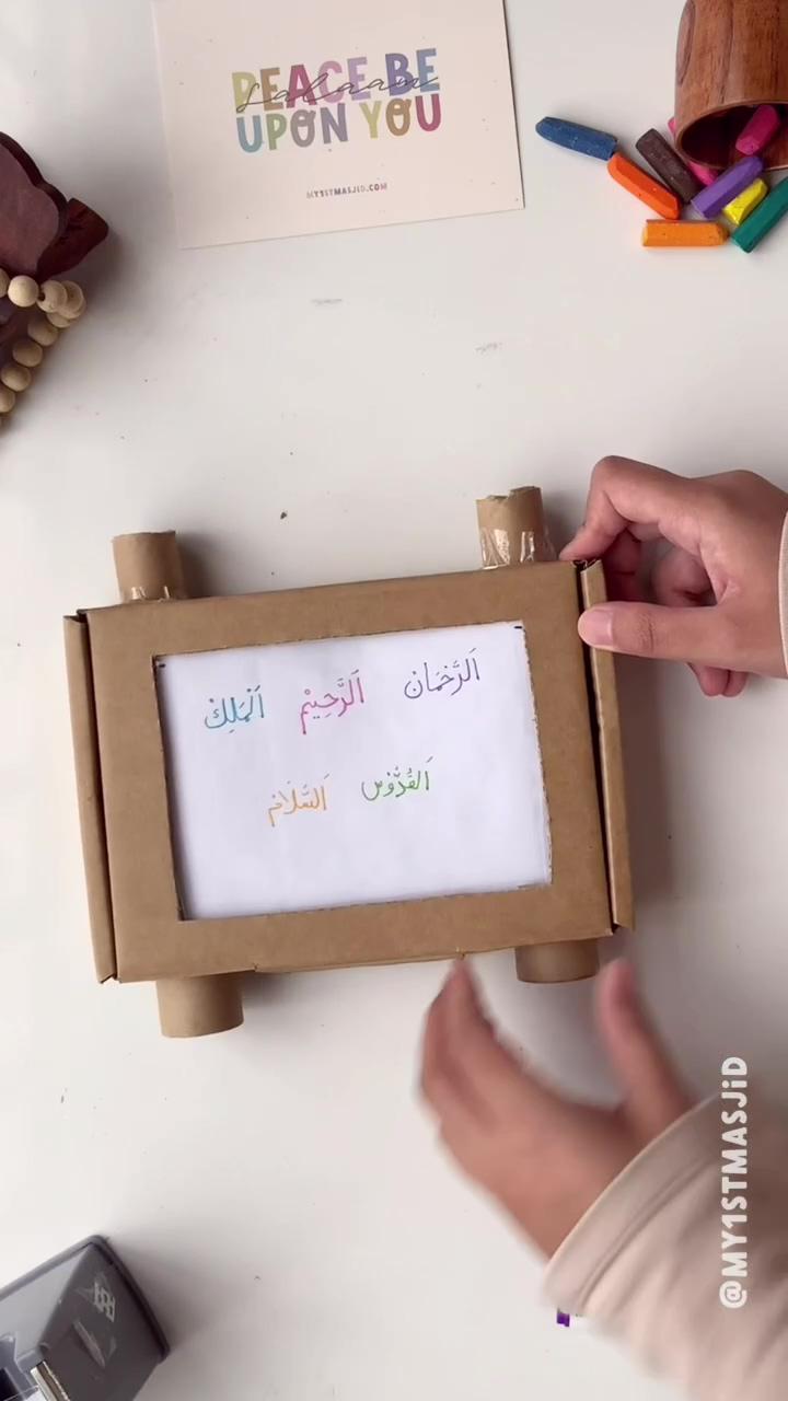 Diy cardboard sliding display islamic crafts; diy crafts for kids easy