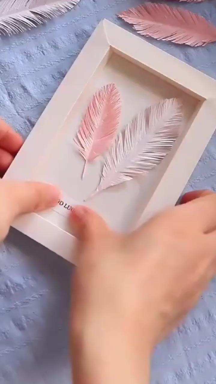 Diy feather frame; diy crafts paper flowers