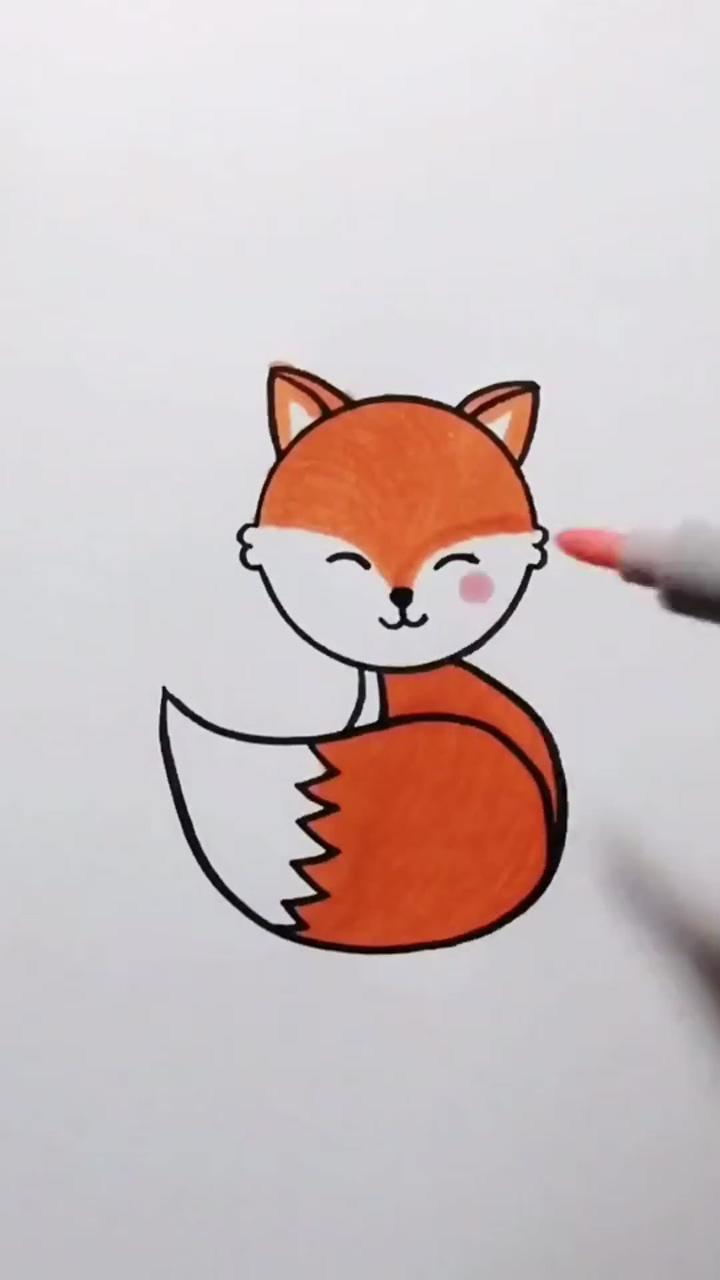Easy cute fox drawing, sketch and color fox | fox drawing easy