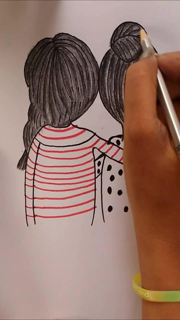 Easy drawing; girl with umbrella drawing