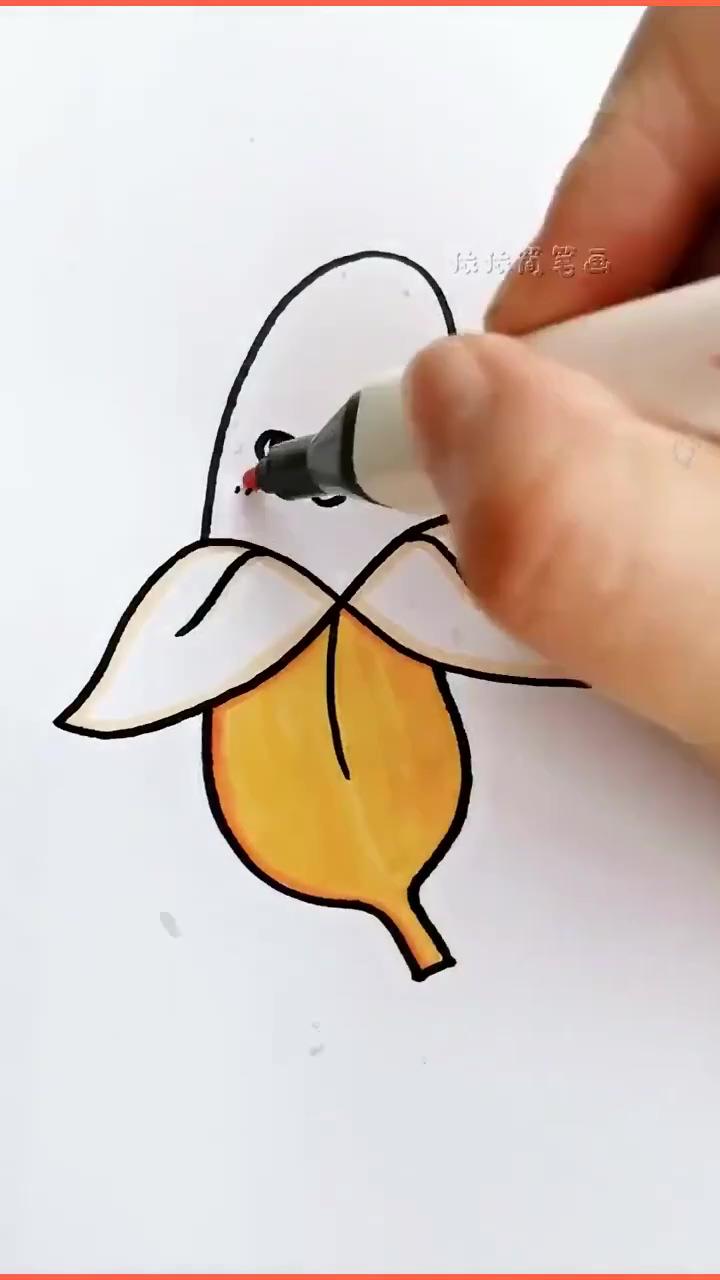Easy how to draw a banana tutorial and coloring page; satisfying art #arts #satisfying #artwork #painting #paint #satisfy