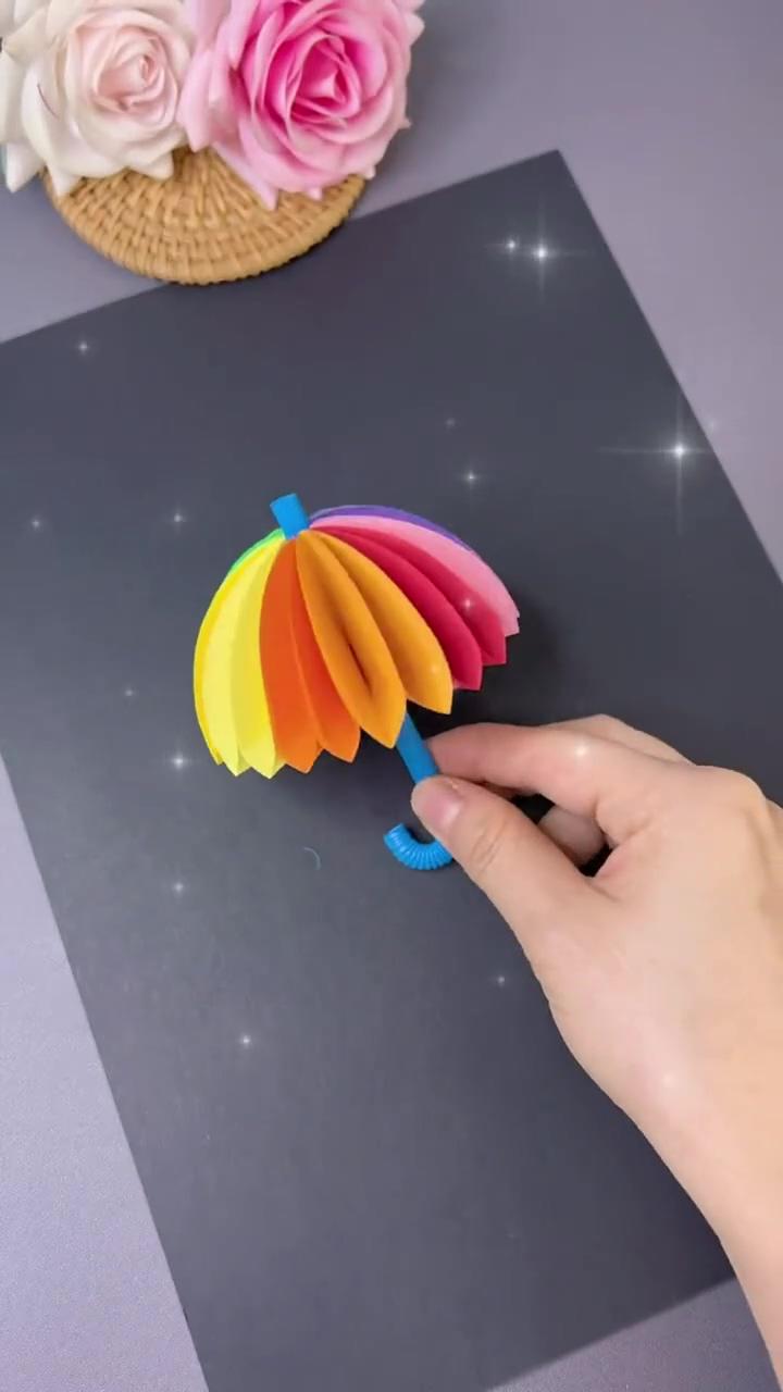 How do you like this little rainbow umbrella | preschool arts and crafts
