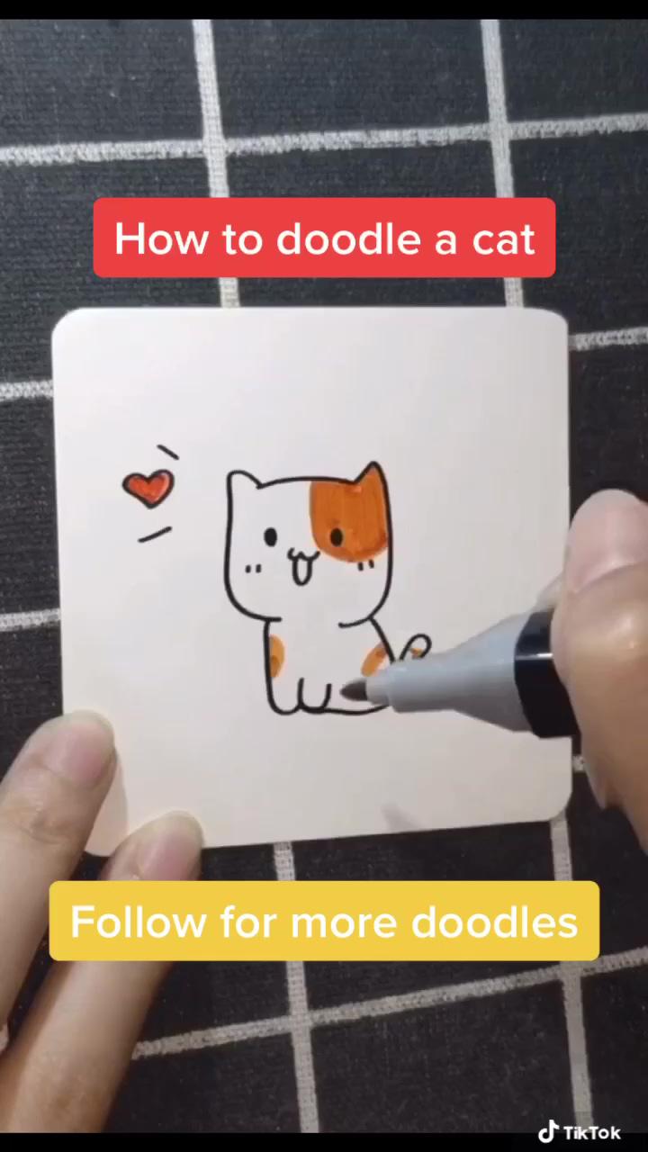 How to doodle a cat | using shapes to draw pictures - easy easter drawing idea