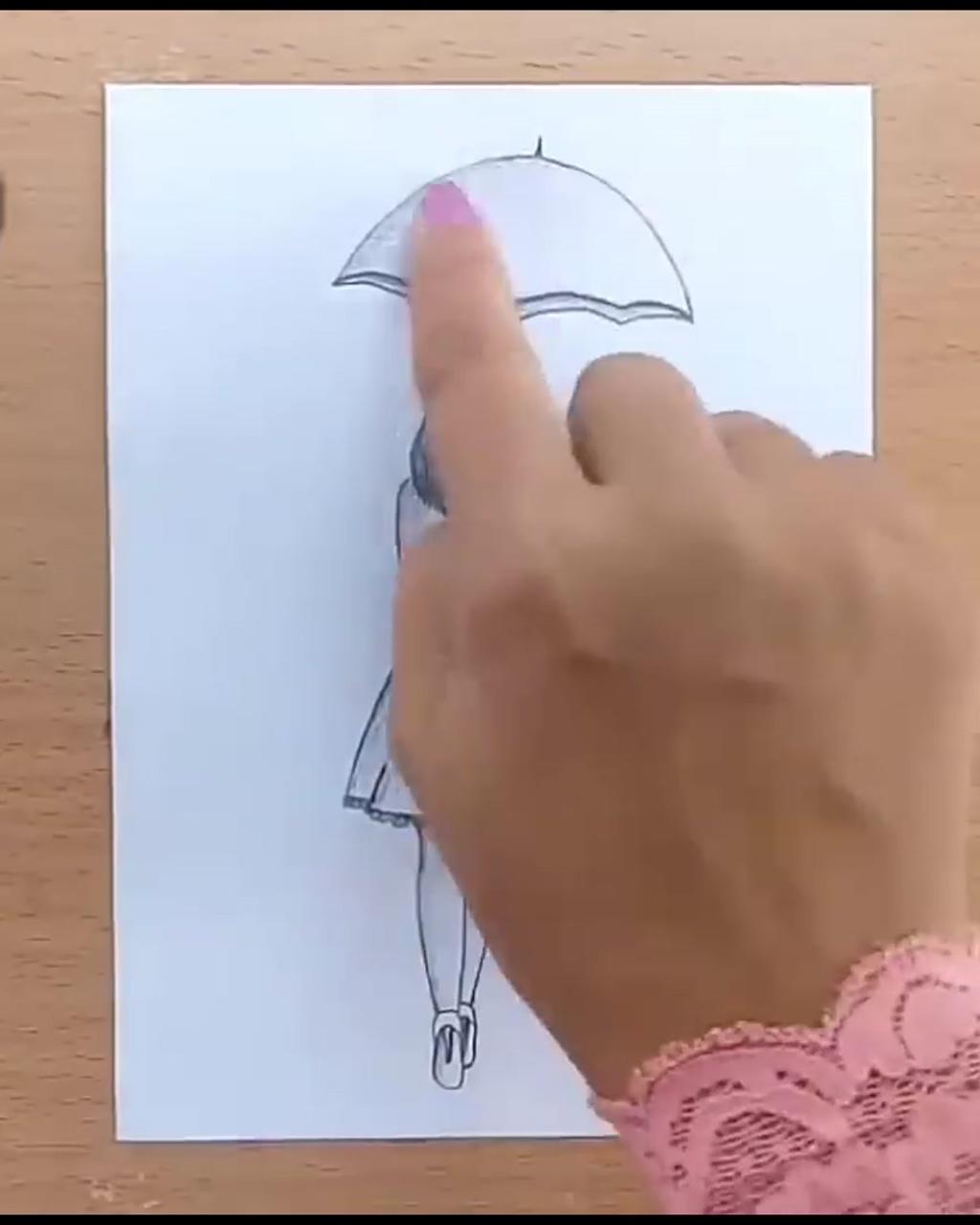 How to draw a girl with umbrella step by step  | disney drawings sketches