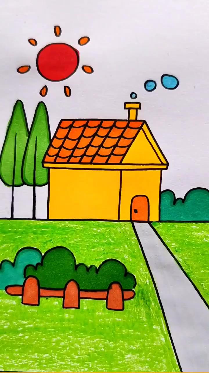 How to draw a house very easy; drawing images for kids