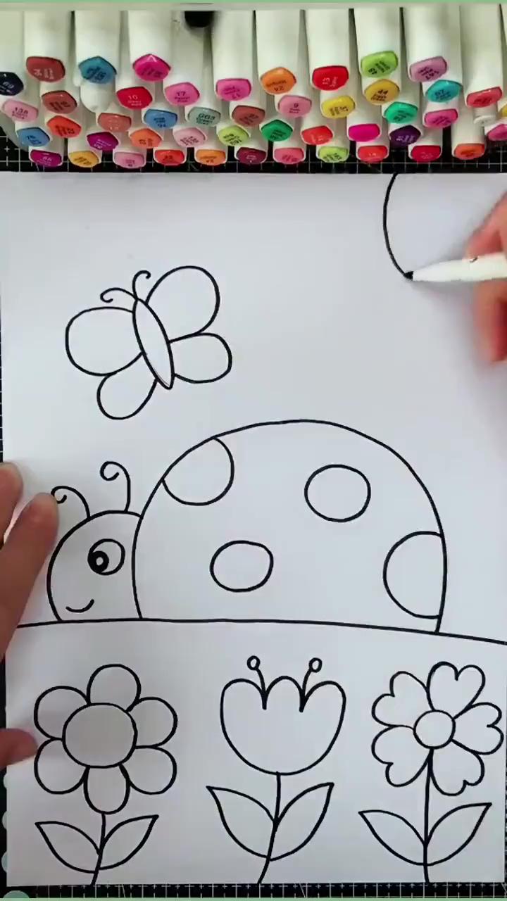 How to draw a ladybug that looks great | how to draw landscape step by step - for kids and beginners