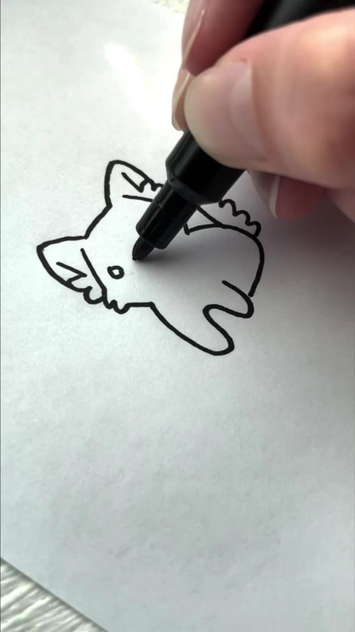 How to draw a little cat; magic line