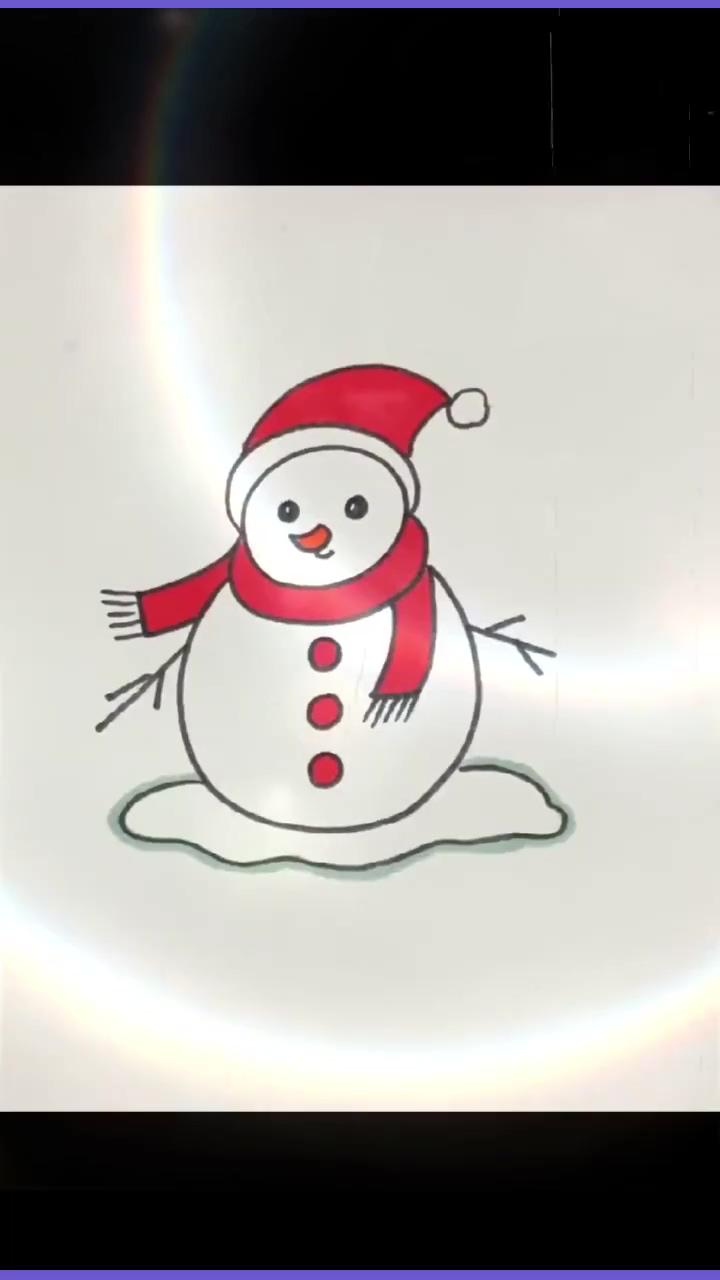 How to draw a snowman step by step - easy drawings ideas; make by yourself a thanks card