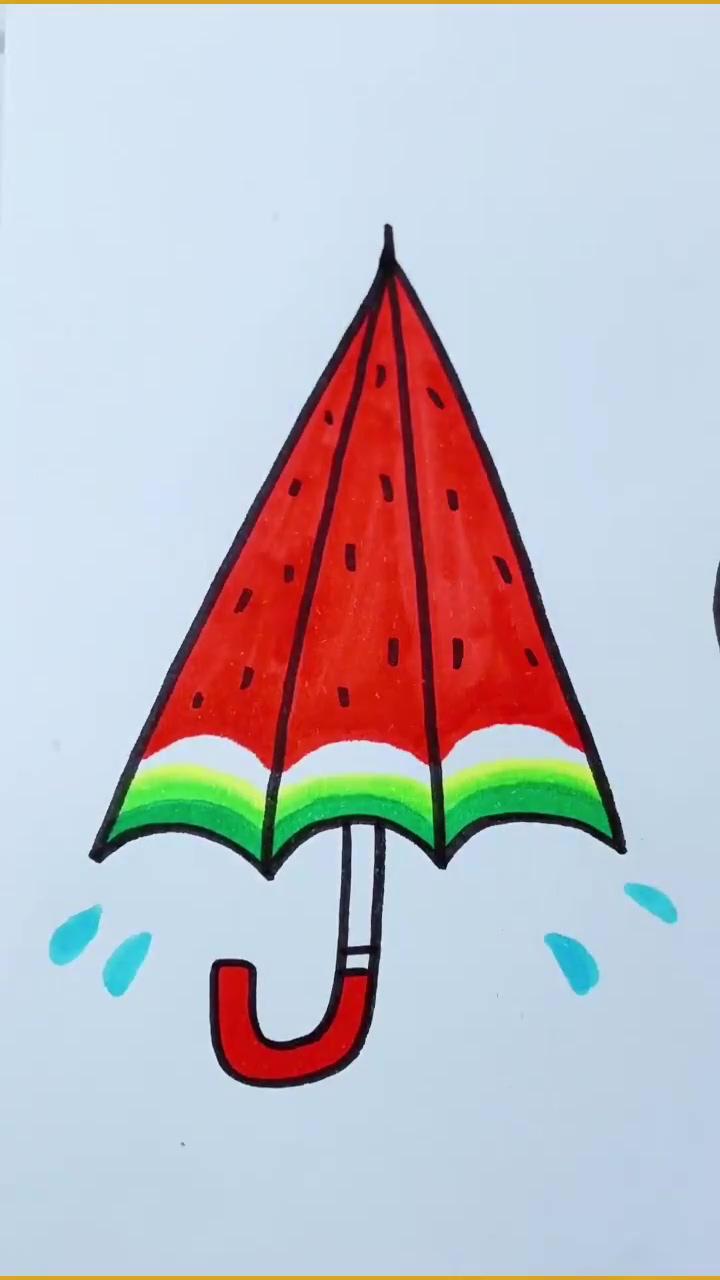 How to draw a umbrella for beginners; easy drawing how to draw a children - step by step [ for kids ]