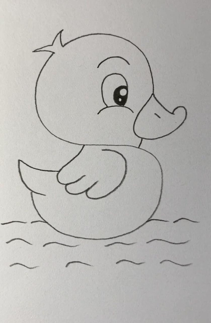 How to draw cute duck; easy drawings for kids