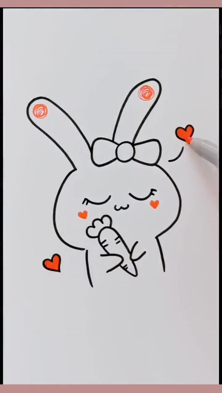How to draw rabbit step by step - for kids and beginners; easy love drawings
