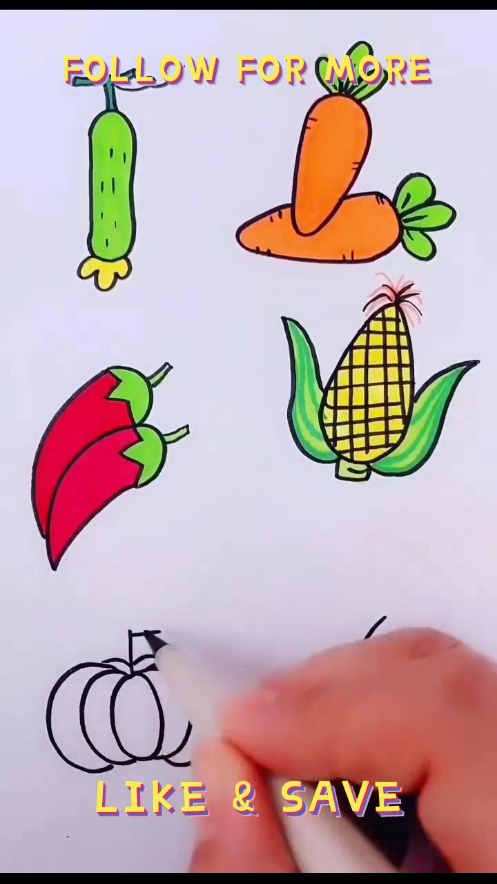 How to draw vegetables step-by-step tutorials | easy simple drawing - easy flip book drawing ideas