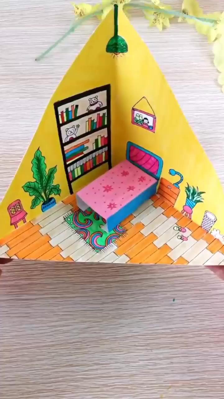 Make paper beautiful bedroom; ideas for paper craft