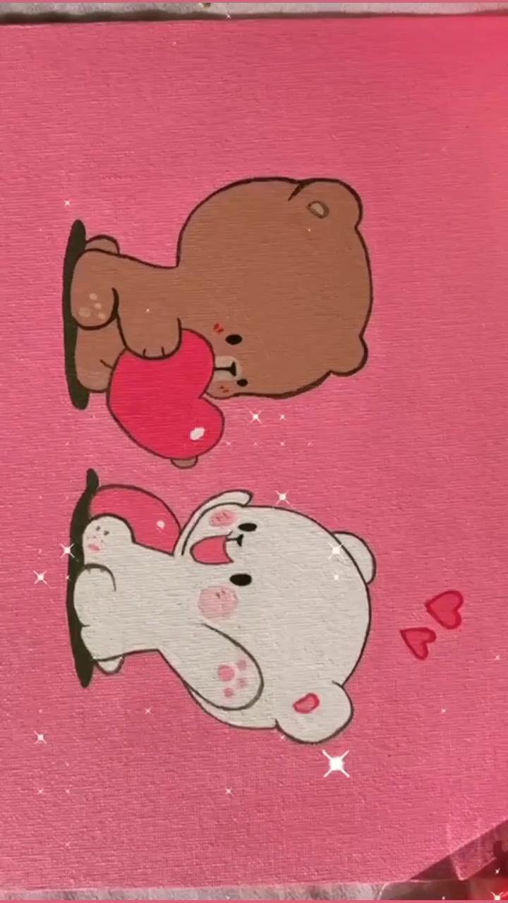 Milk and mocha bear painting.; diy hello kitty love card, paper heart shape card, cute love card craft