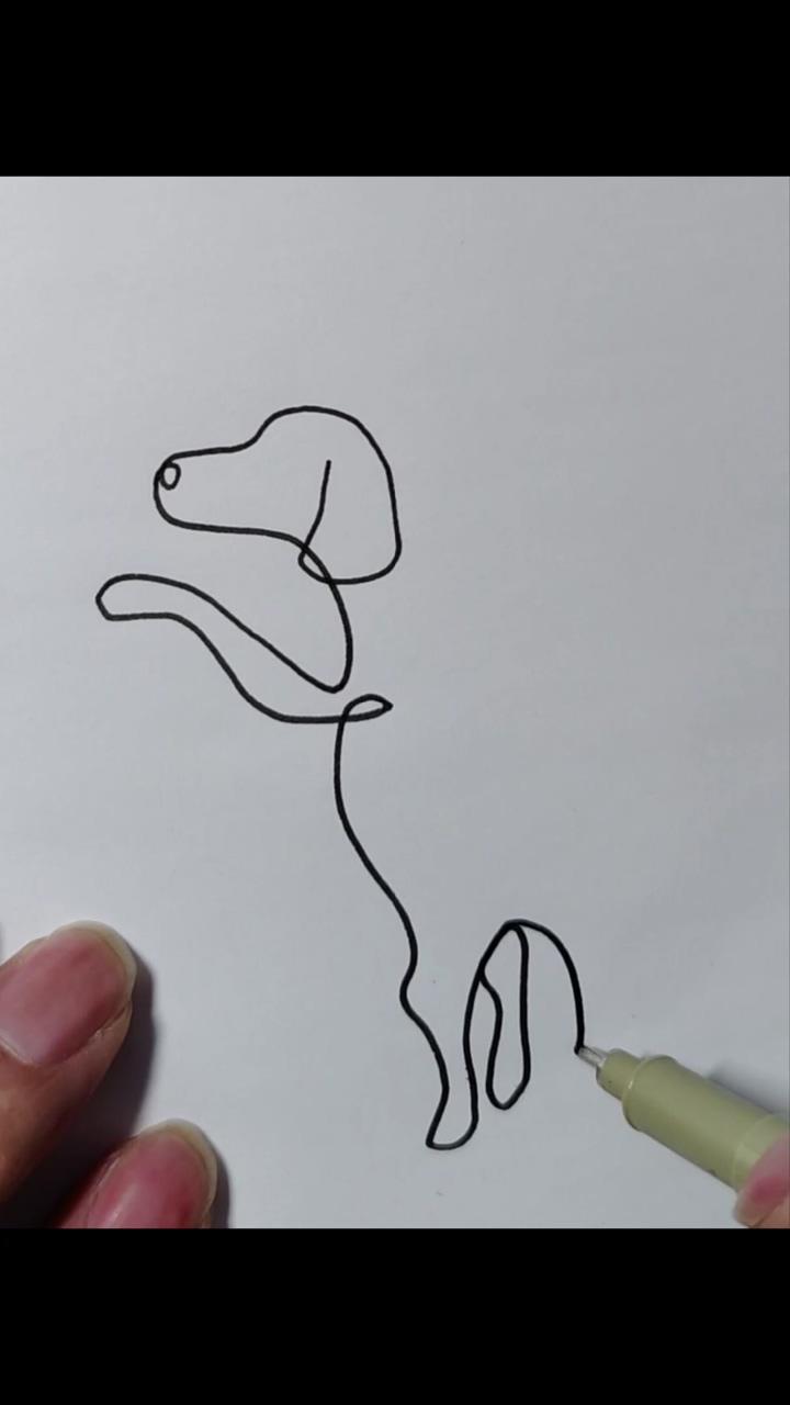 One line drawing a dog; line art drawings