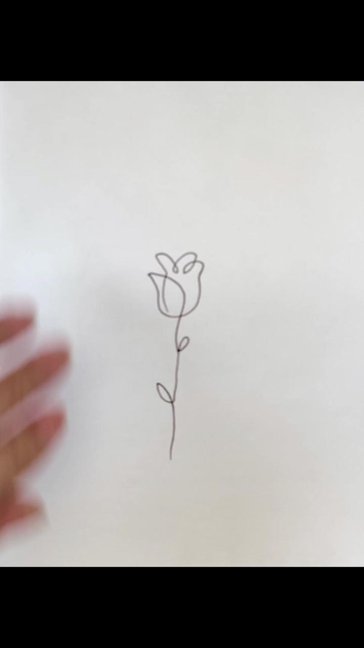 One line drawing a rose; chinese art painting