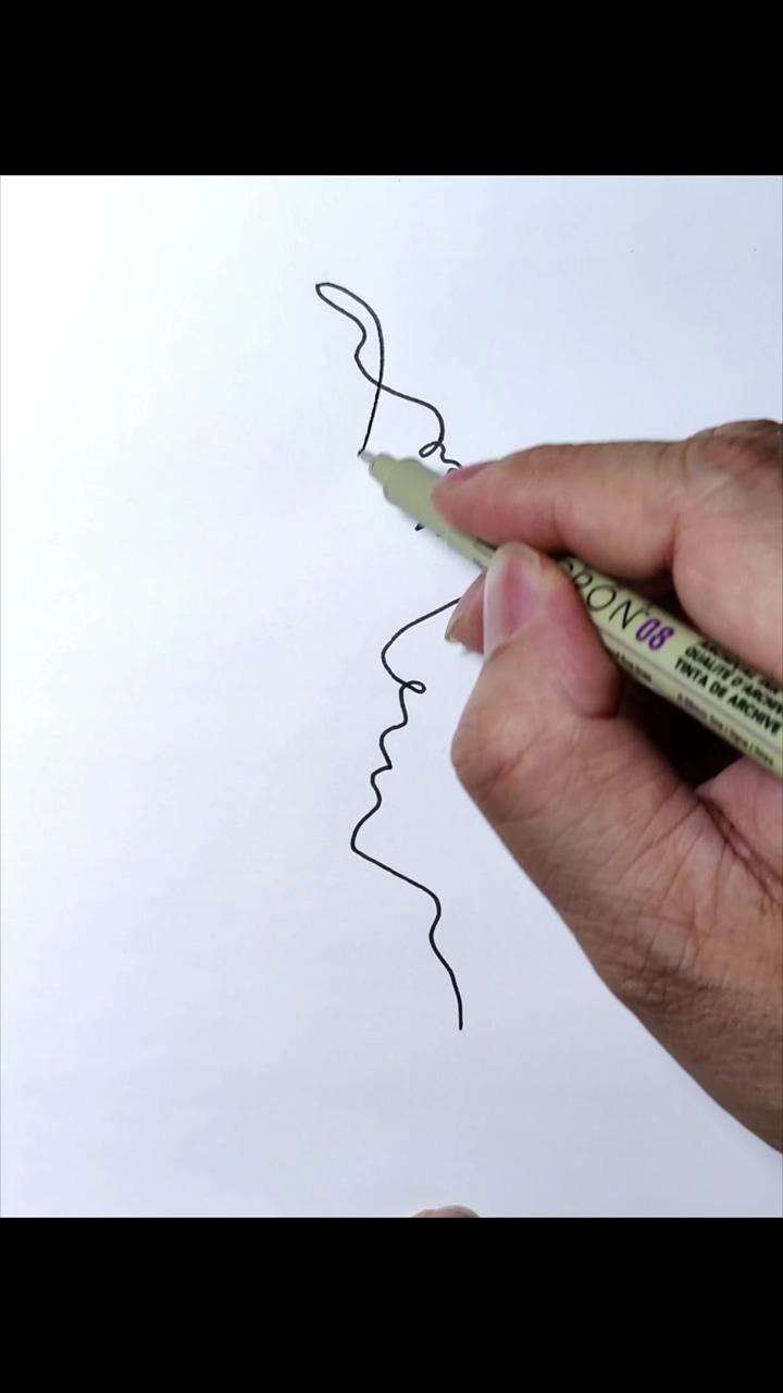 One line drawing face; one line drawing face