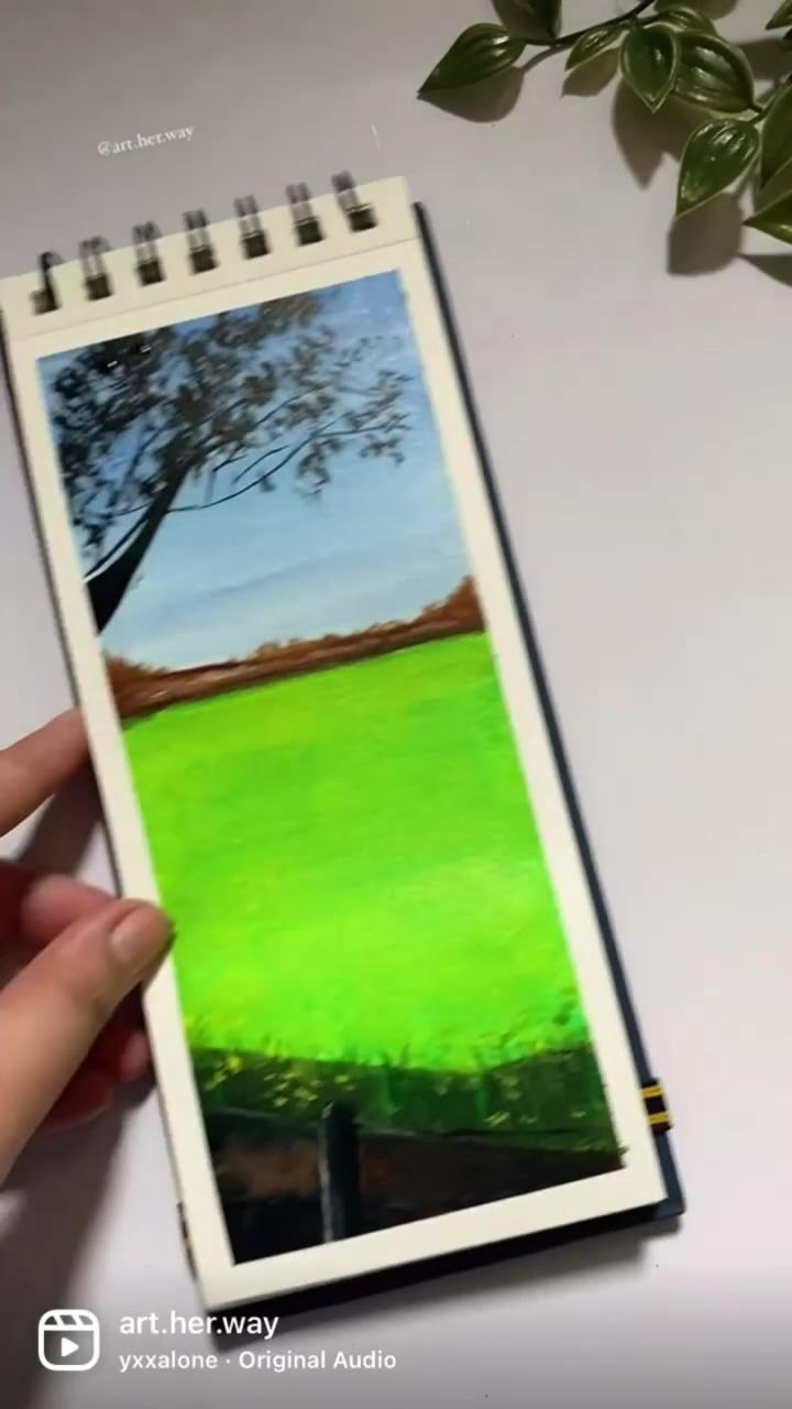 Simple landscape painting; nature bookmarks