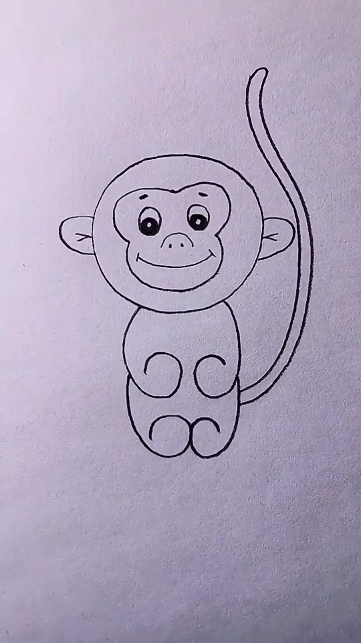 Simple way to draw, sketch a monkey; how to draw cute daisies