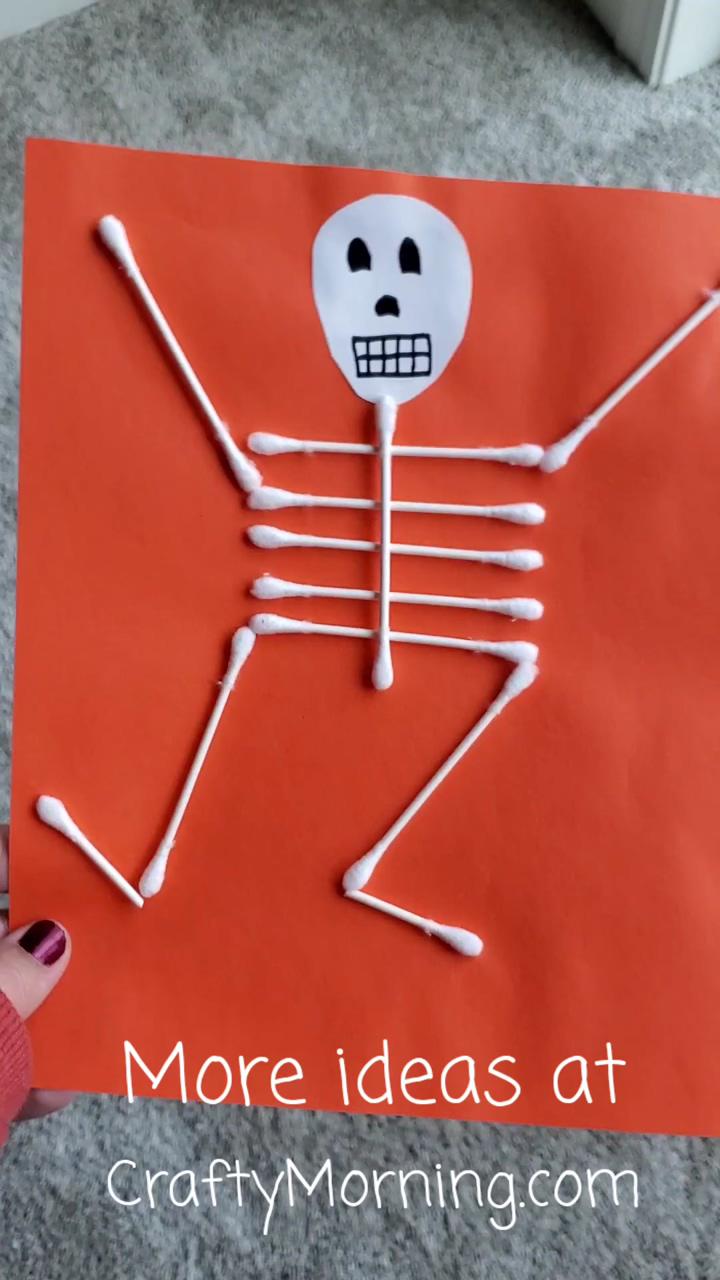 Skeleton q-tip craft; dog drawing