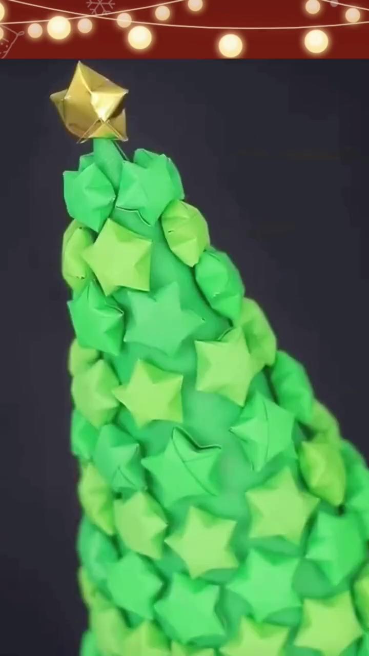 Star origami christmas tree; fun easy crafts