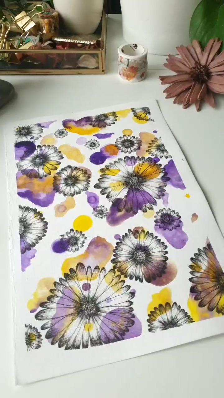 Watercolor ideas for when you're bored daisy flowers; watercolor pencil art