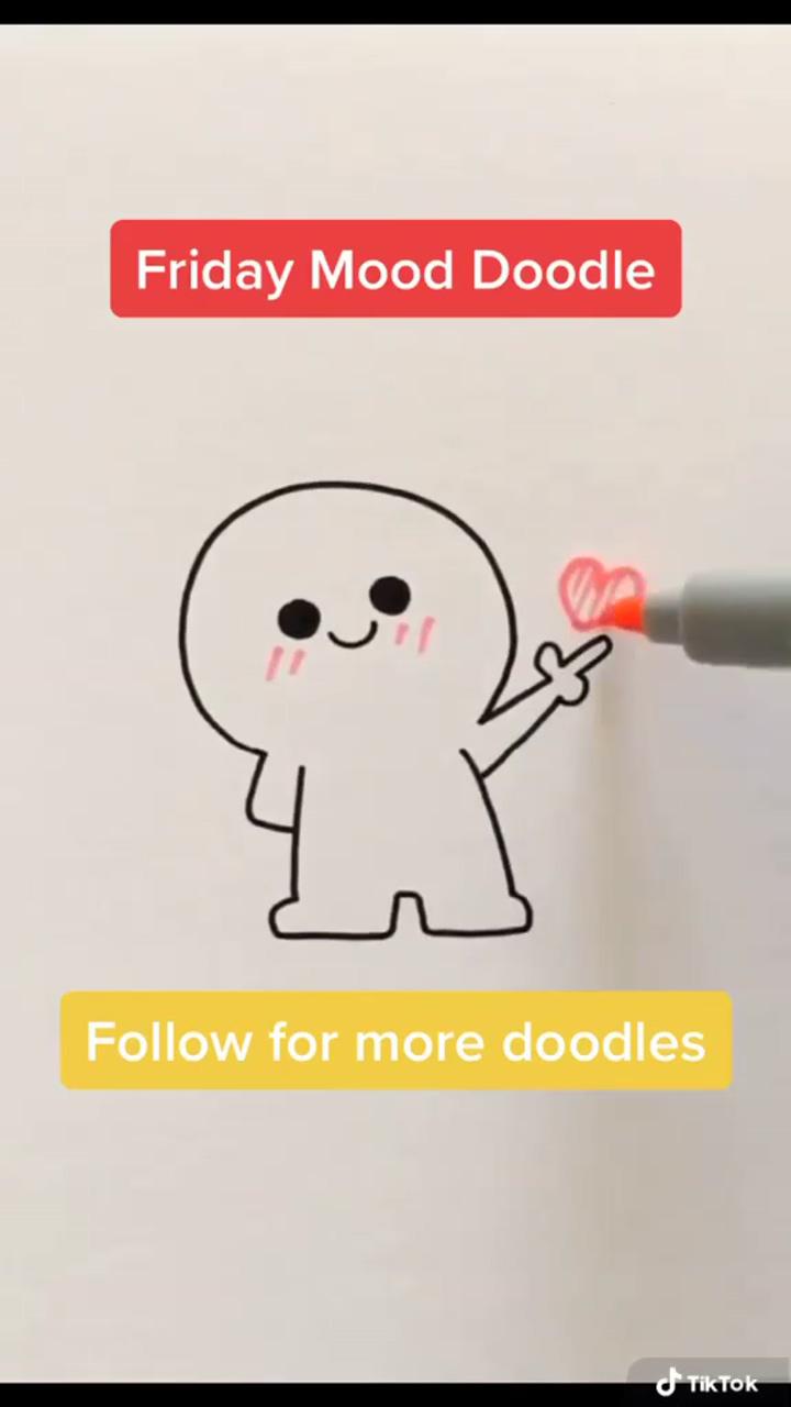 Weekend mood emoji doodle; easy cartoon drawings